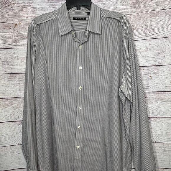 Theory Men's Quiet Luxury Office Work Striped 100% Cotton Button Down Shirt XXL - Picture 9 of 10